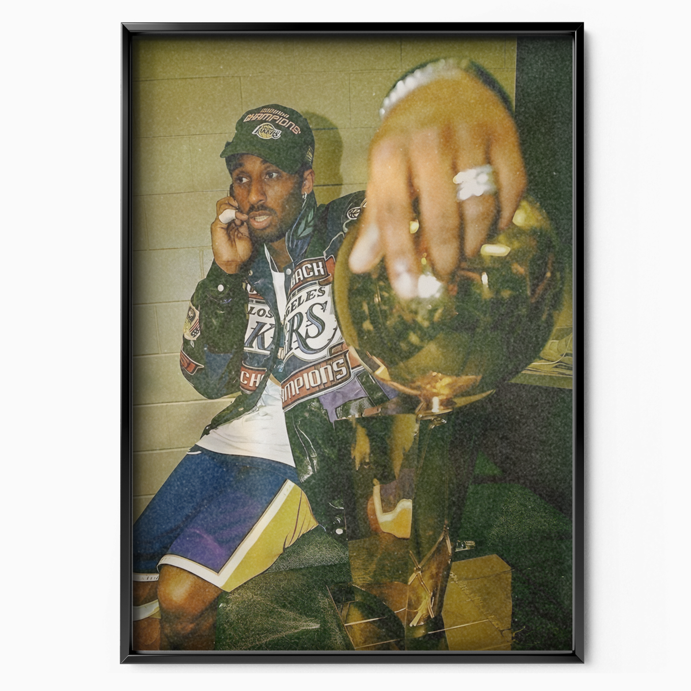 Kobe Bryant Lakers Championship Trophy Photo (locker Room)