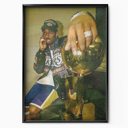 Kobe Bryant Lakers Championship Trophy Photo (locker Room)