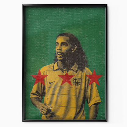 Ronaldinho - Barcelona Yellow Kit Poster