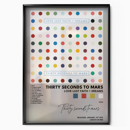 thirty seconds to mars LOVE LUST FAITH  DREAMS poster