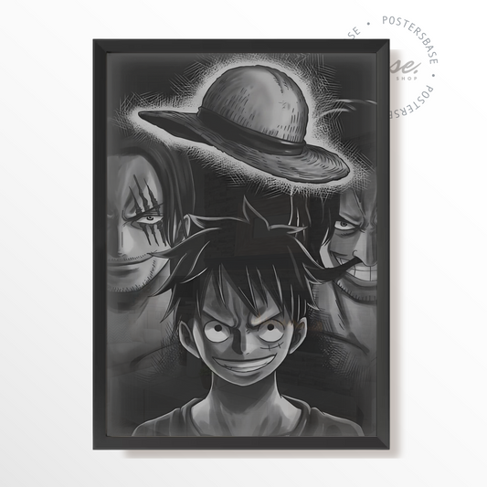 ONE PIECE LUFFY DRAW BLACK AND WHITE