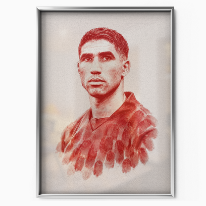 Achraf Hakimi - Red Fingerprint Poster