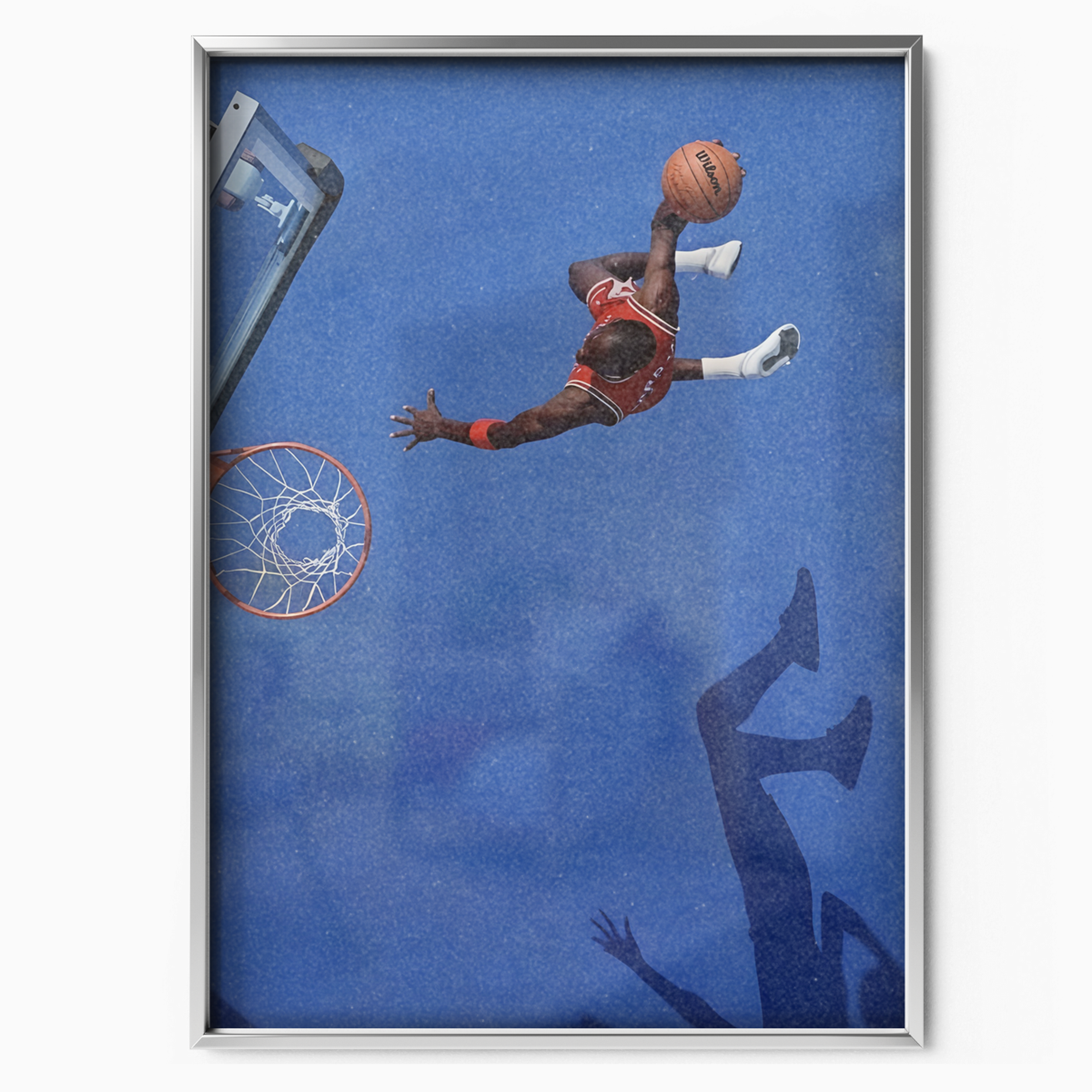 Basketball Shadow Dunk Blue Minimalist