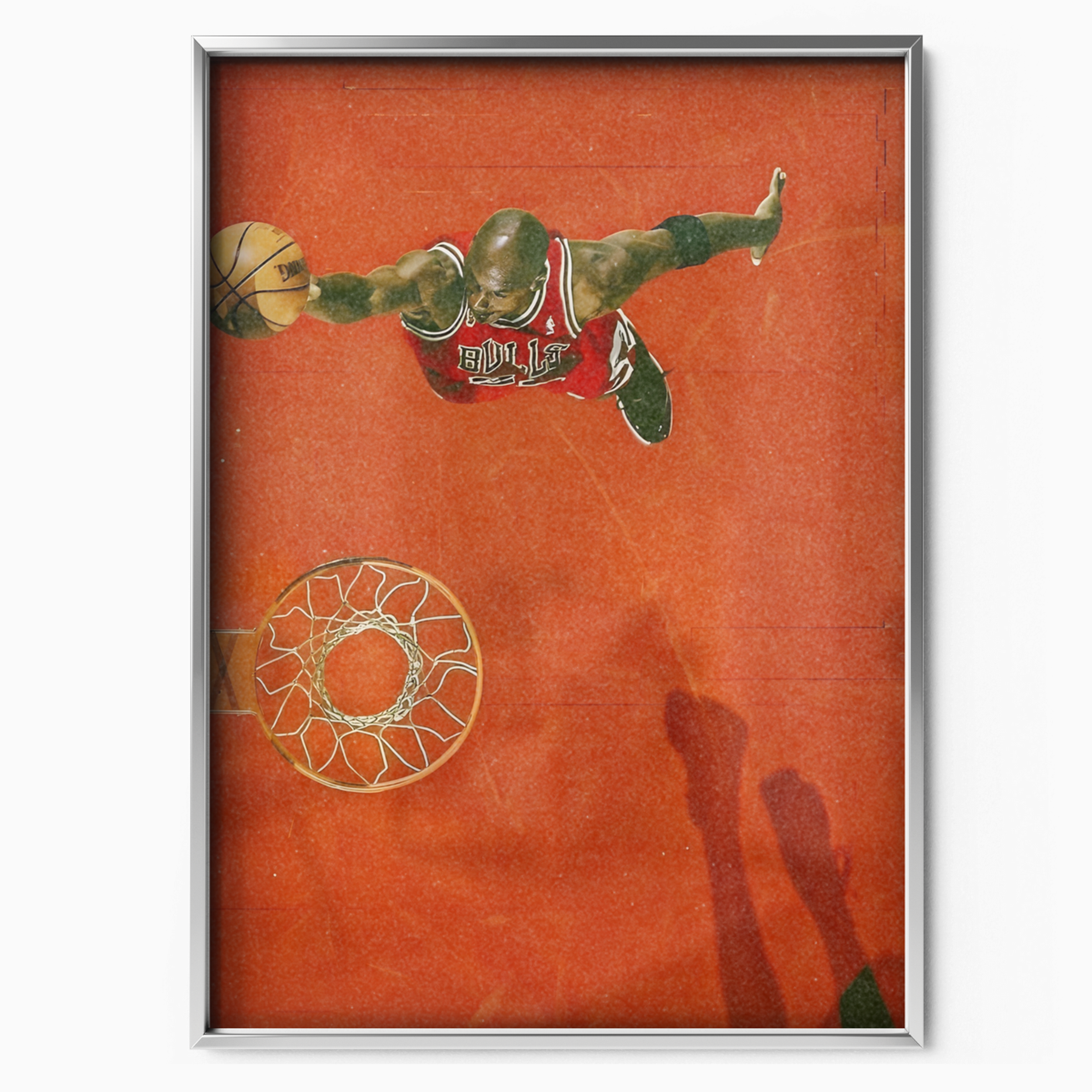 Basketball Shadow Dunk Red Minimalist