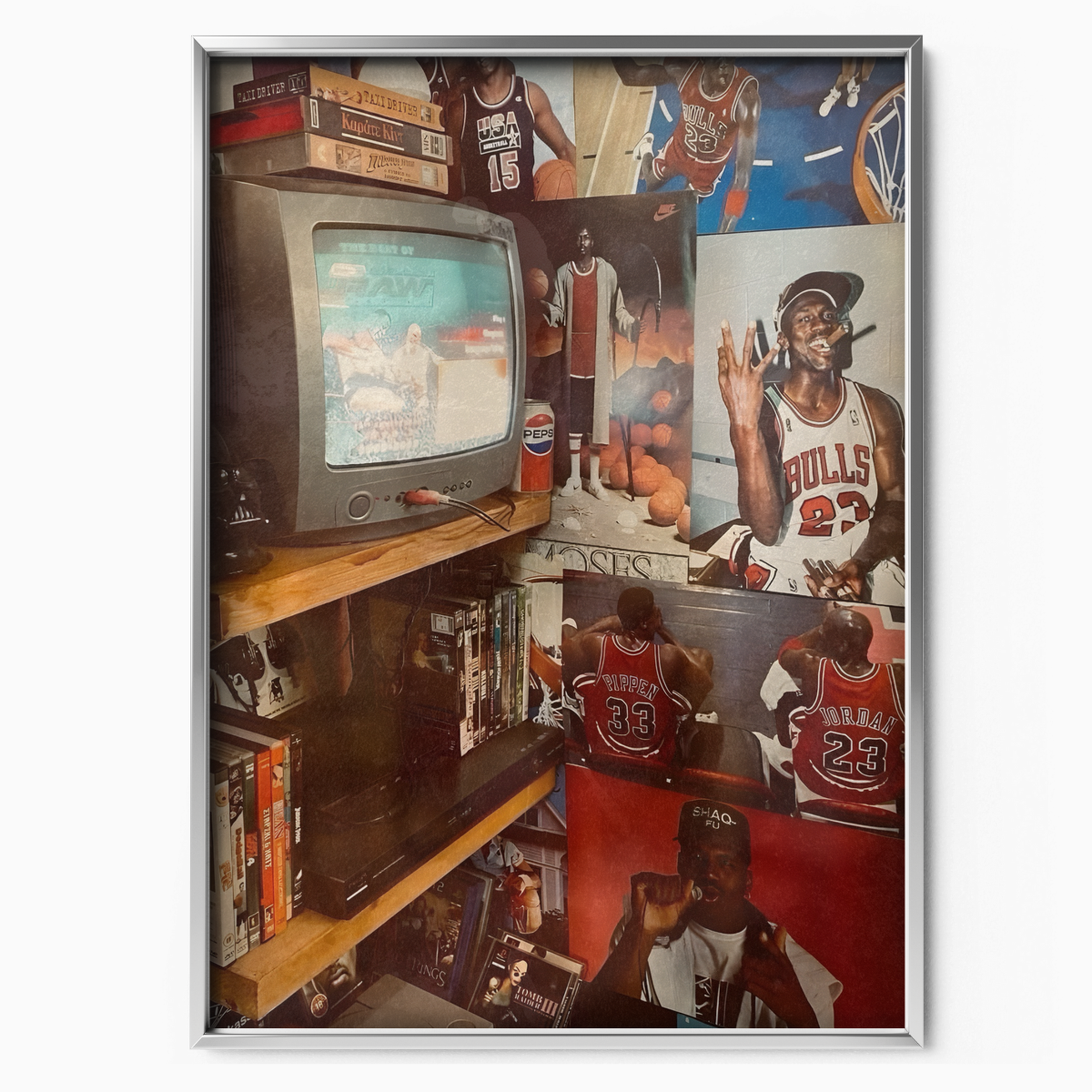 Chicago Bulls Memorabilia Room Vintage Tv _ 90s Vibes