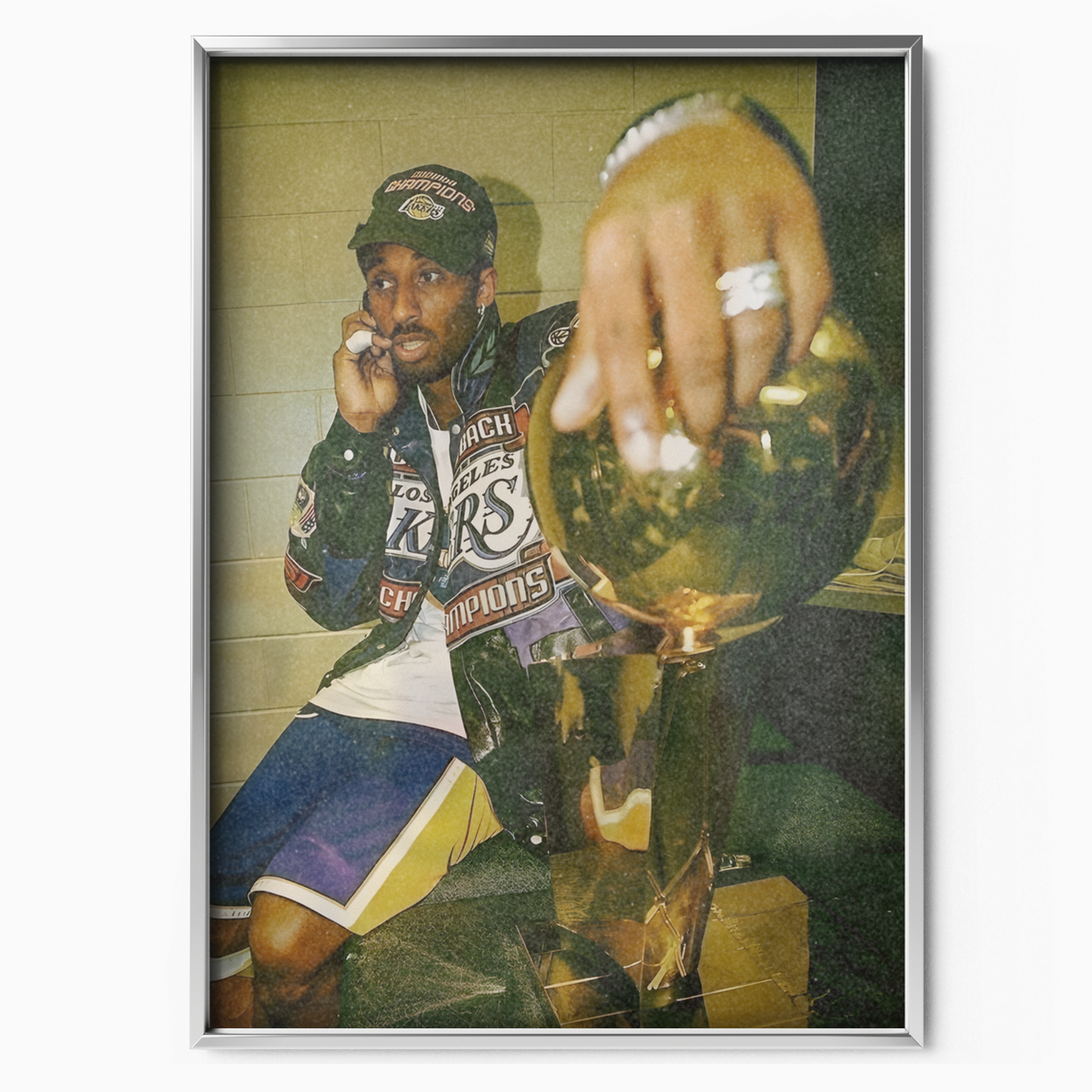 Kobe Bryant Lakers Championship Trophy Photo (locker Room)