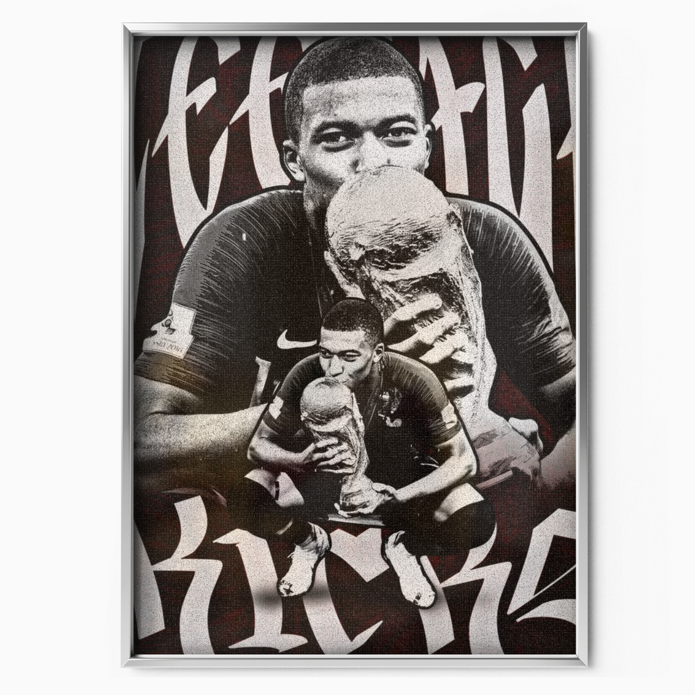 Kylian Mbappe - World Cup Trophy Kiss Poster