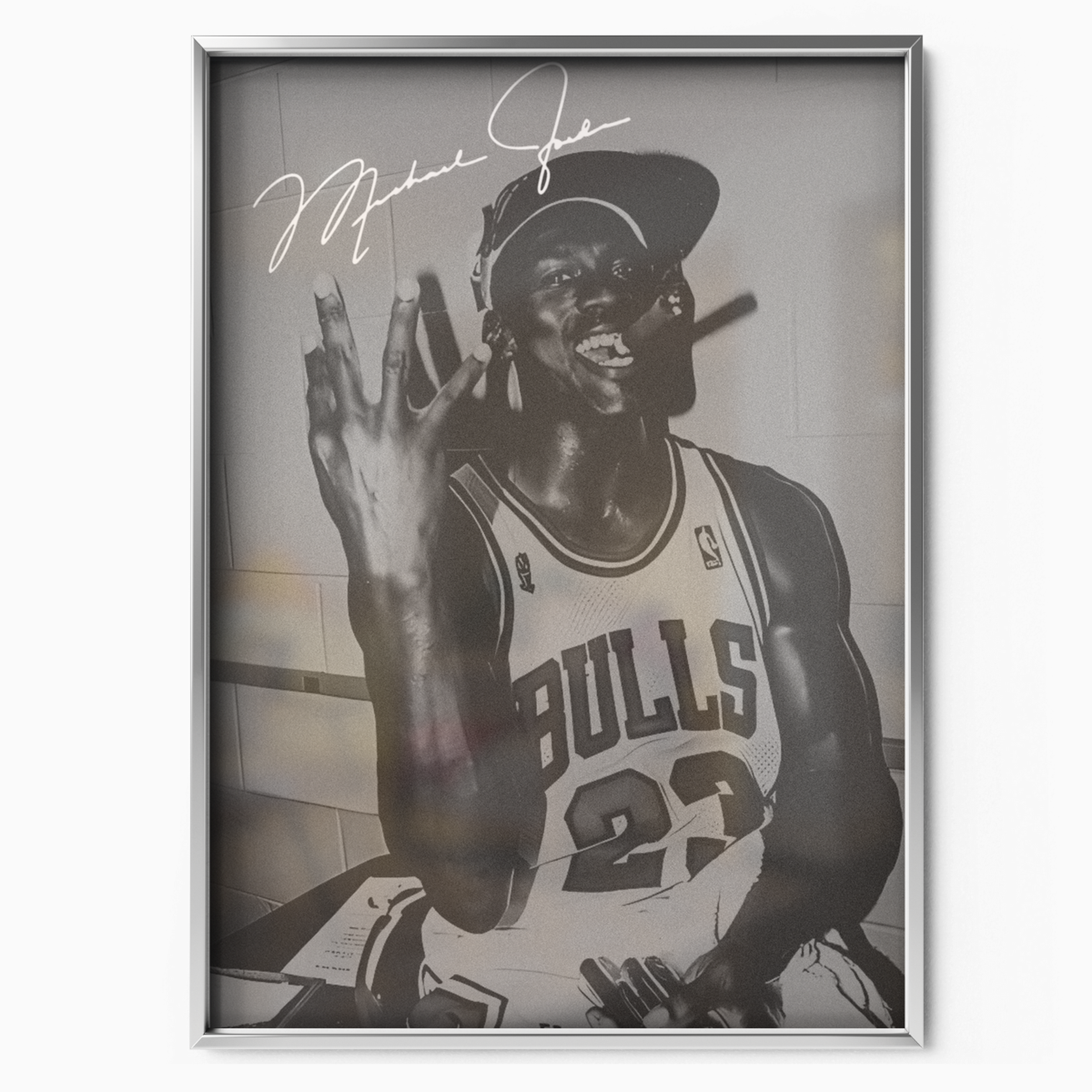 Michael Jordan Chicago Bulls Portrait (b&w Signature)