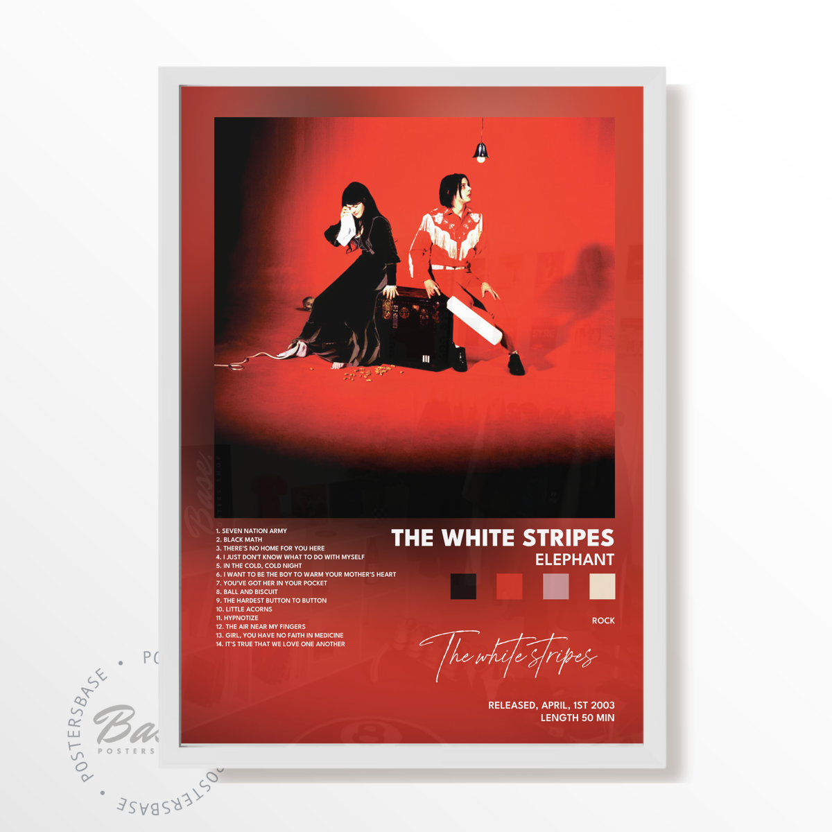 the white stripes Elephant poster