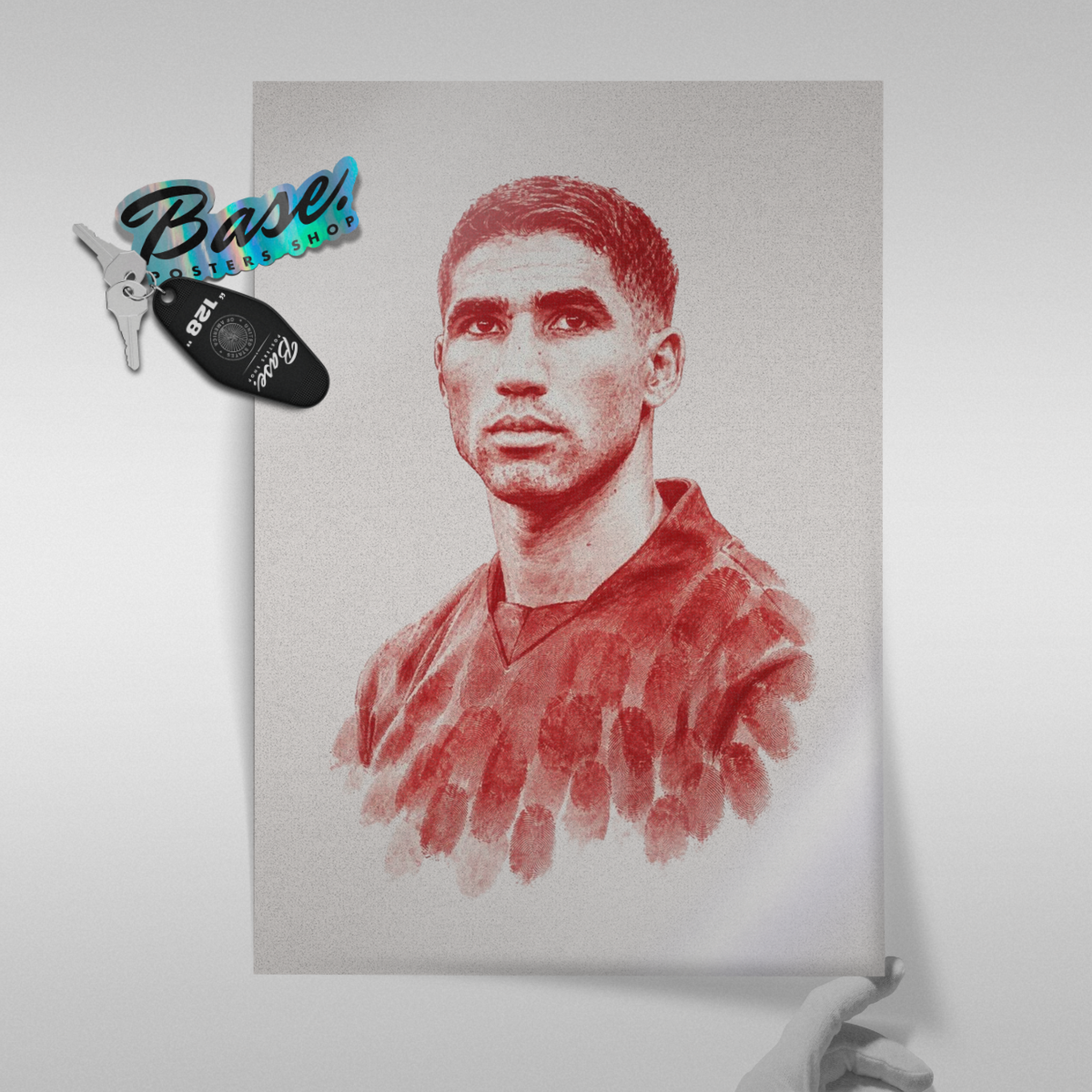 Achraf Hakimi - Red Fingerprint Poster