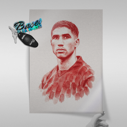 Achraf Hakimi - Red Fingerprint Poster