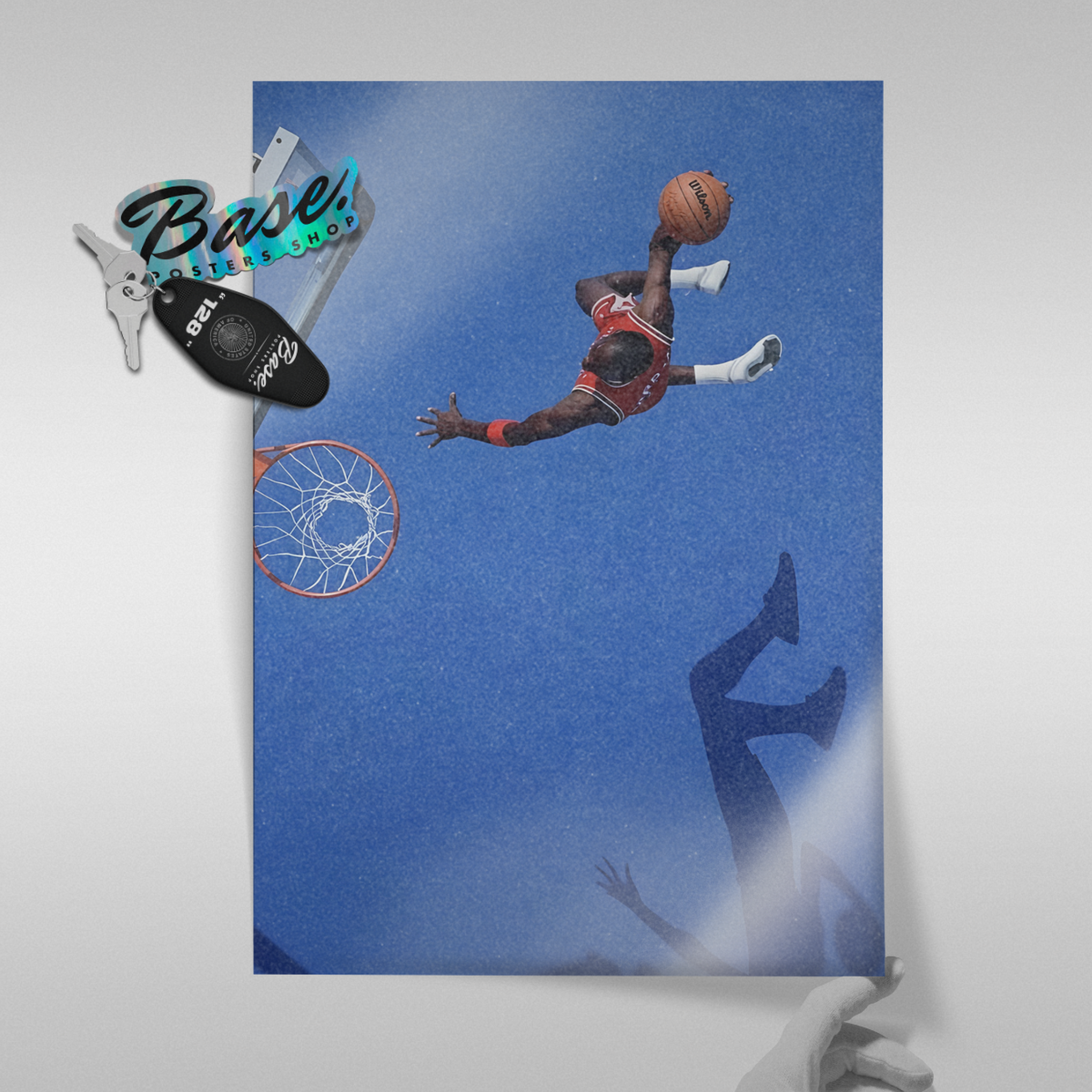 Basketball Shadow Dunk Blue Minimalist