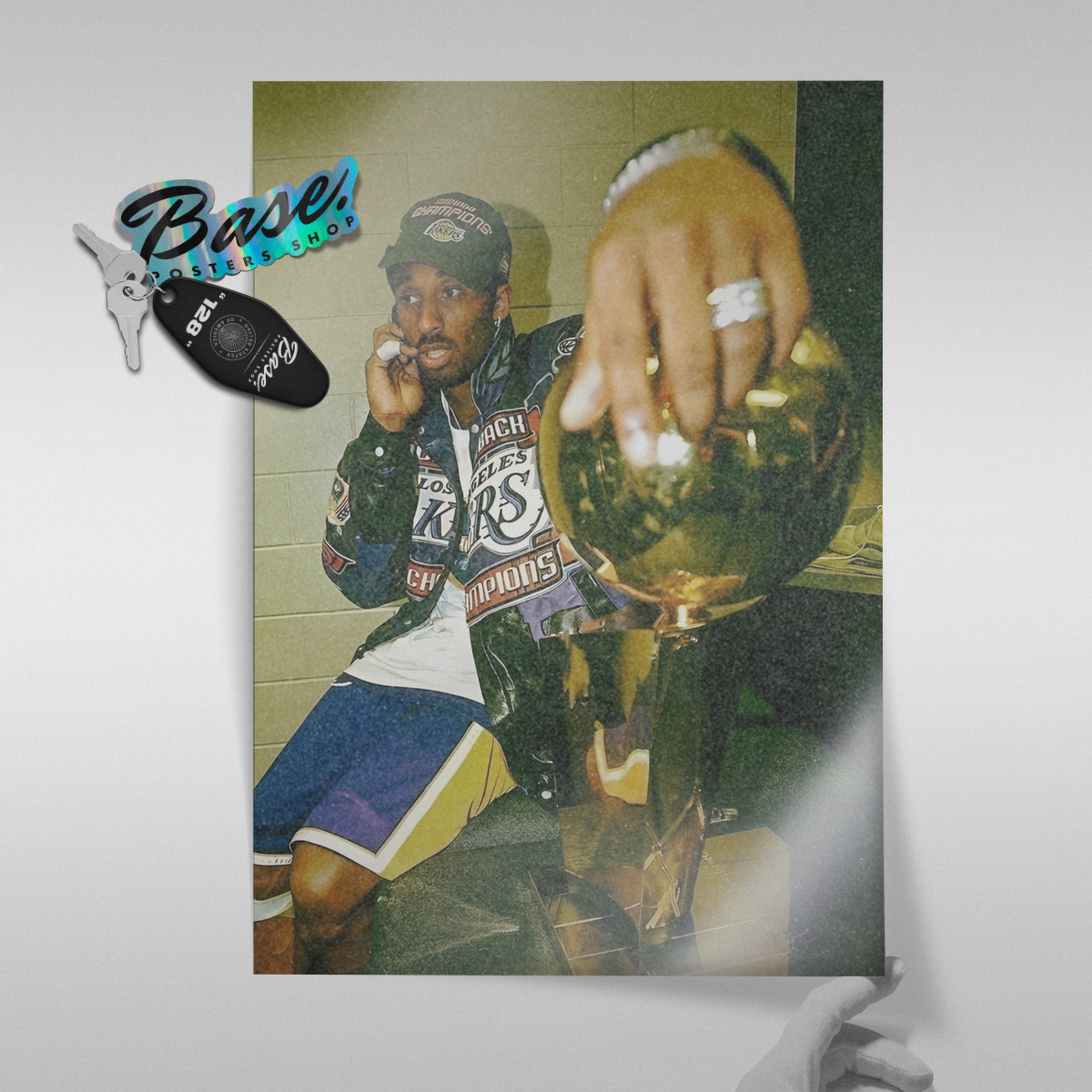 Kobe Bryant Lakers Championship Trophy Photo (locker Room)