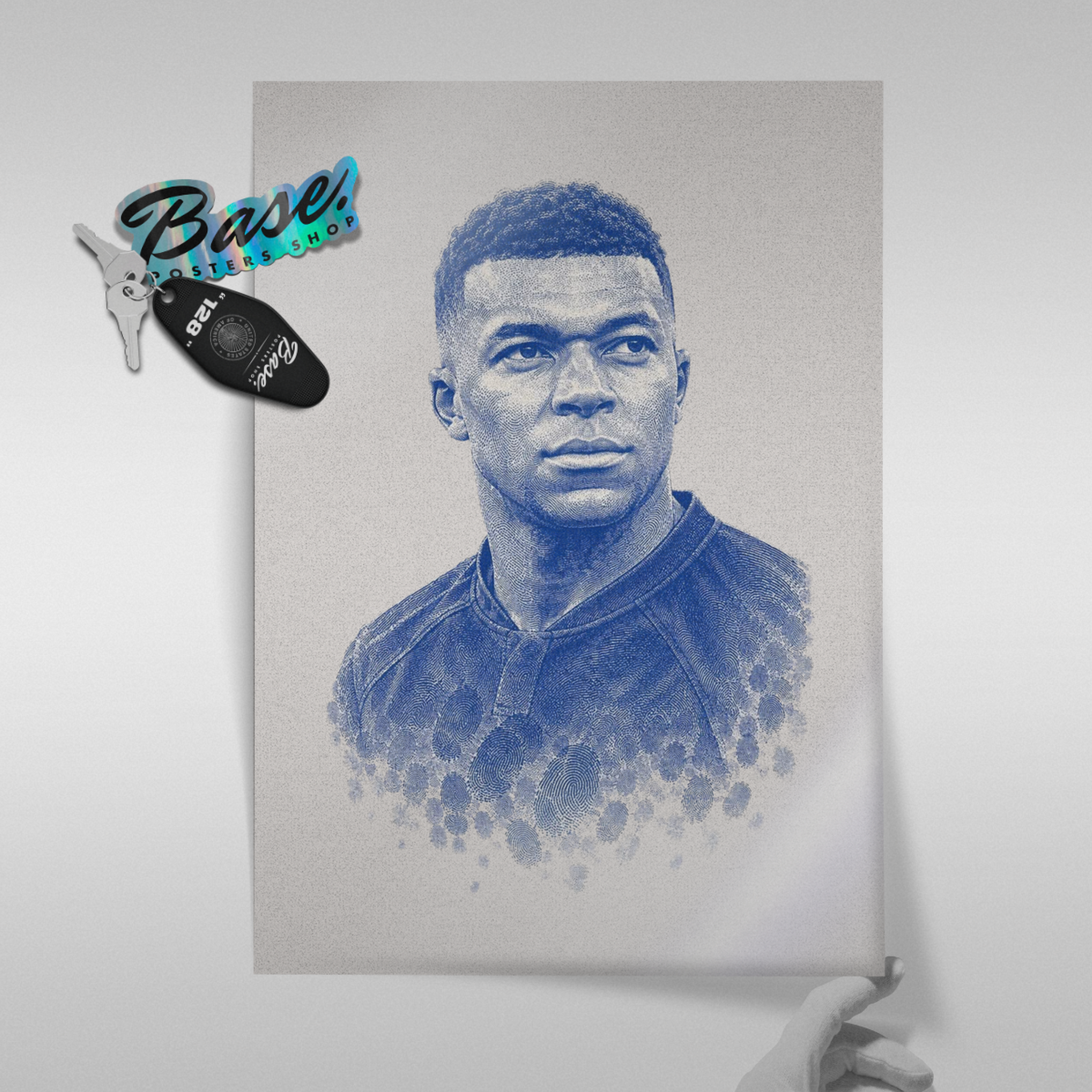 Kylian Mbappe - Blue Fingerprint Poster