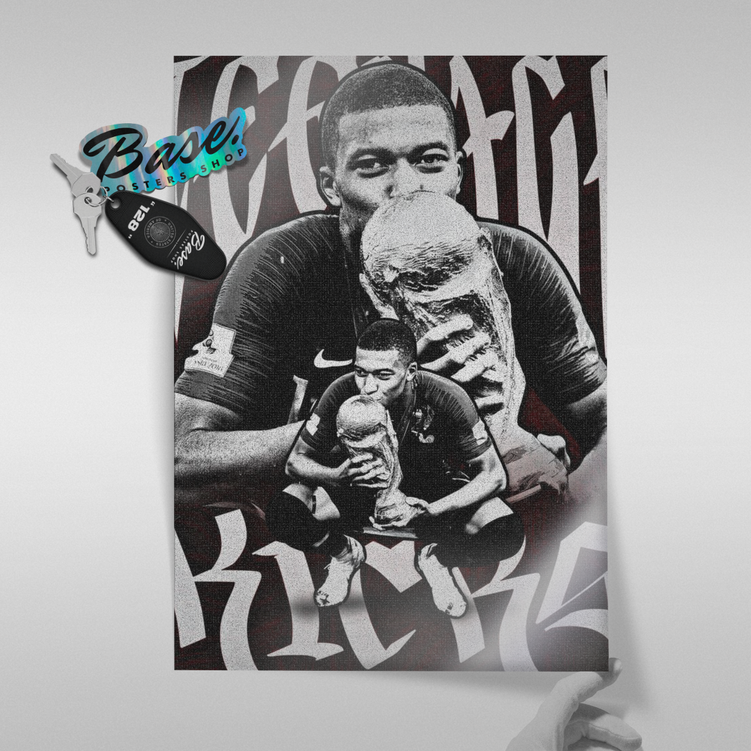 Kylian Mbappe - World Cup Trophy Kiss Poster