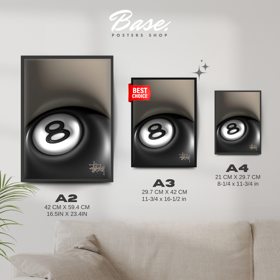 STUSSY X 8BALL 3D Poster – from 7.95€ | Free Shipping – Posters Base