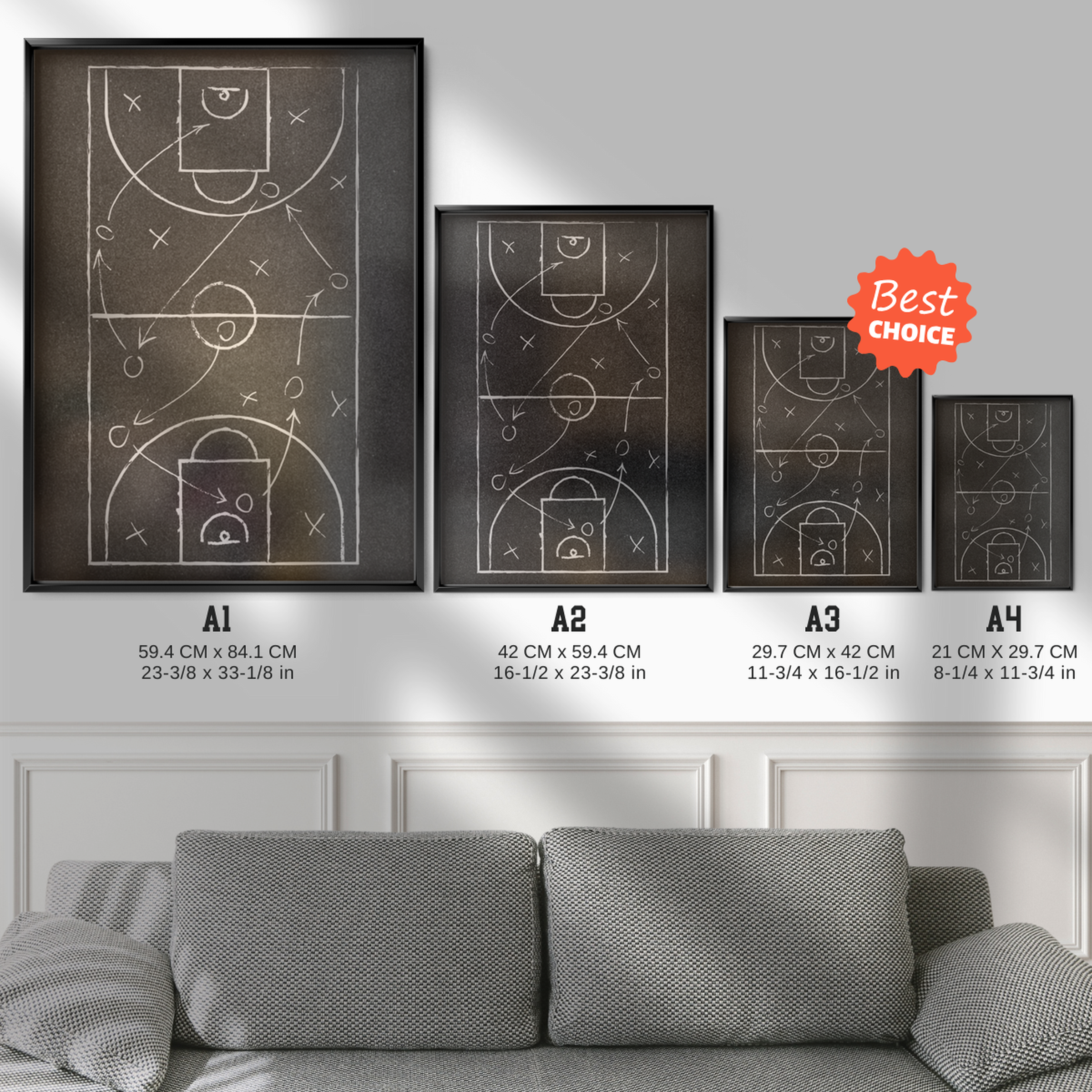Basketball Playbook Diagram Court Tactics (chalkboard Style)
