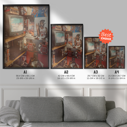 Chicago Bulls Memorabilia Room Vintage Tv _ 90s Vibes
