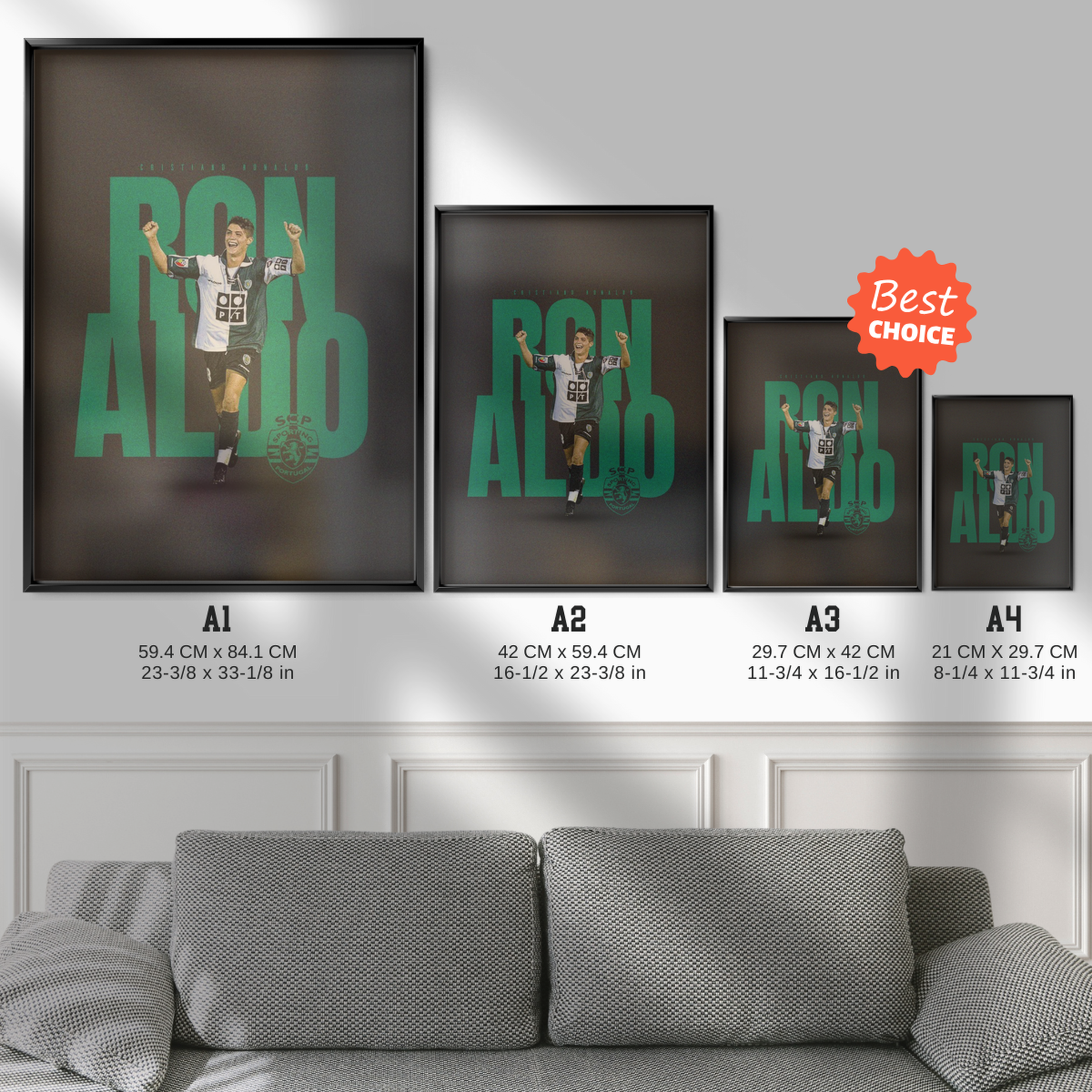 Cristiano Ronaldo - Sporting Portugal Dark Poster