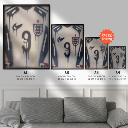 England National Team - Number 9 Poster