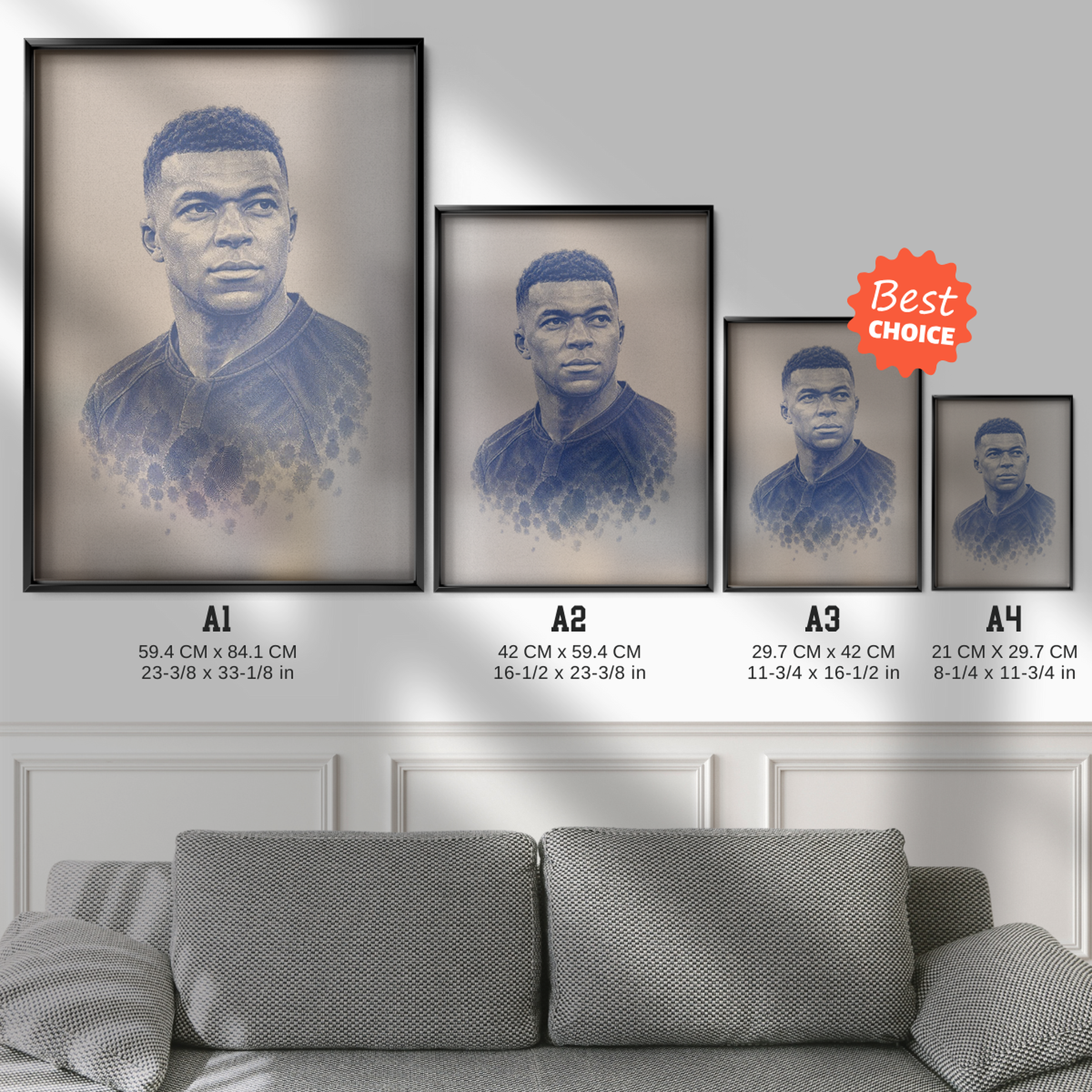 Kylian Mbappe - Blue Fingerprint Poster