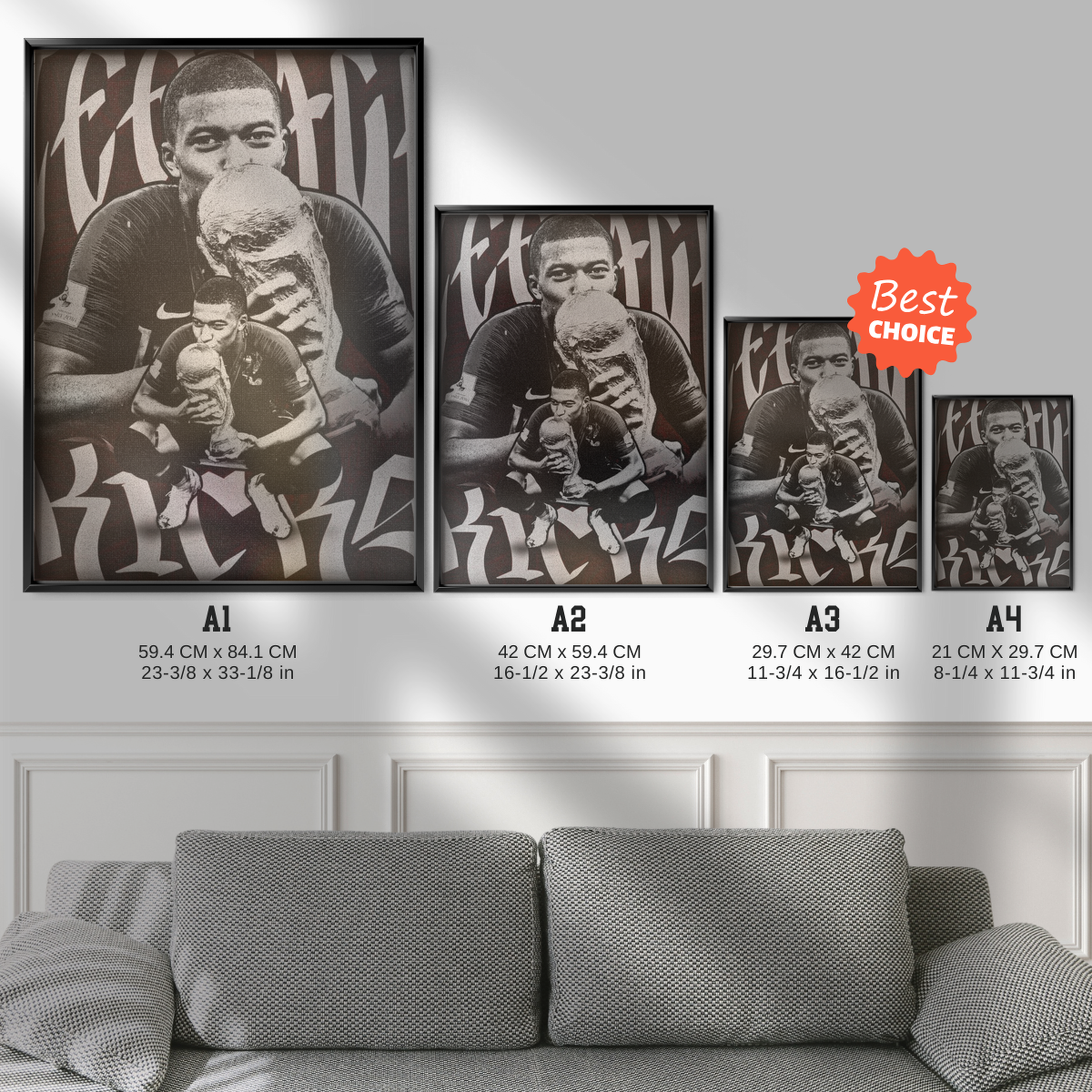 Kylian Mbappe - World Cup Trophy Kiss Poster