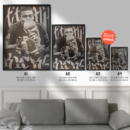 Kylian Mbappe - World Cup Trophy Kiss Poster