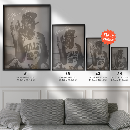 Michael Jordan Chicago Bulls Portrait (b&w Signature)