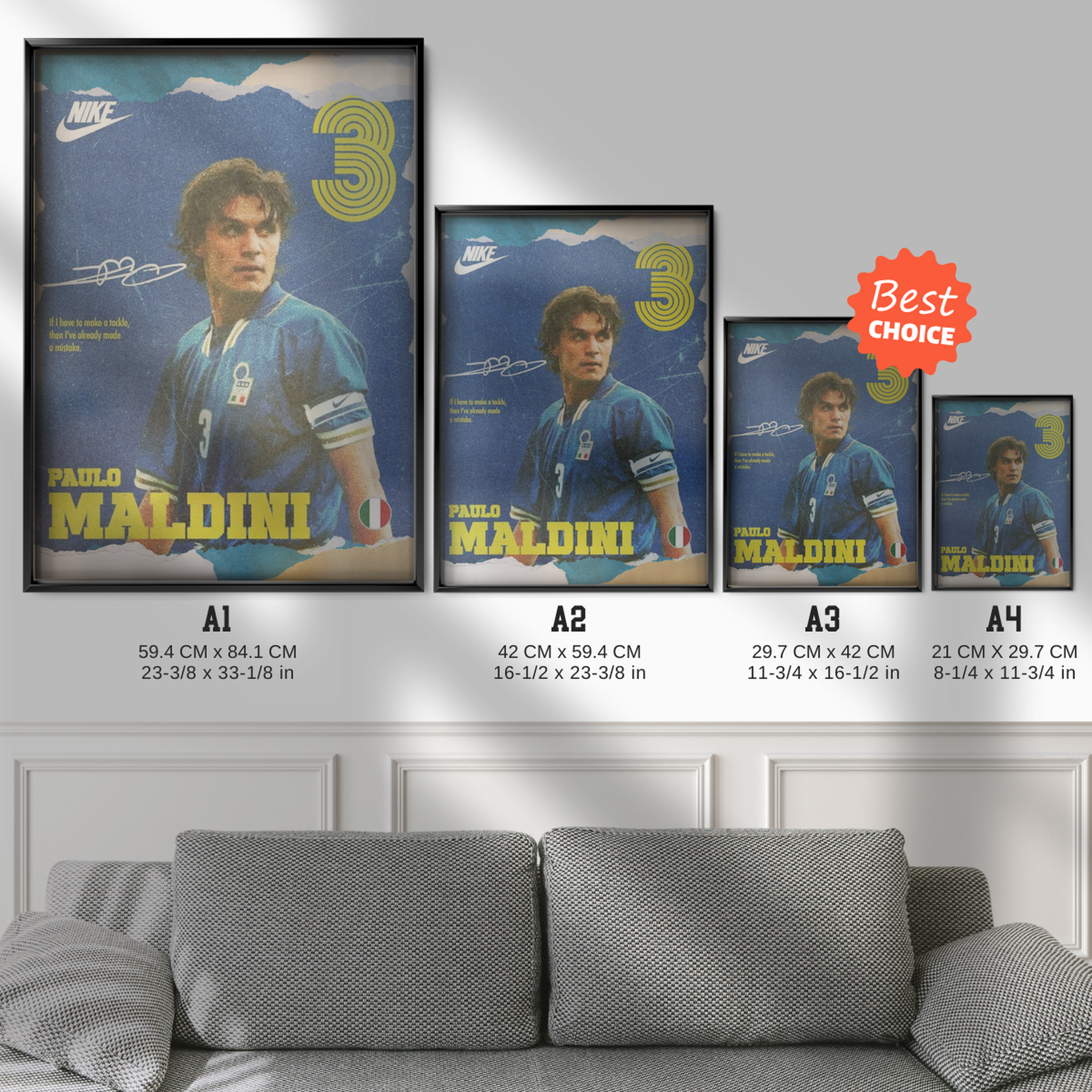 Paolo Maldini - Italy Number 3 Poster