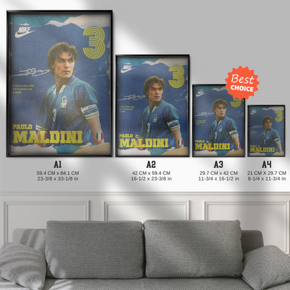 Paolo Maldini - Italy Number 3 Poster