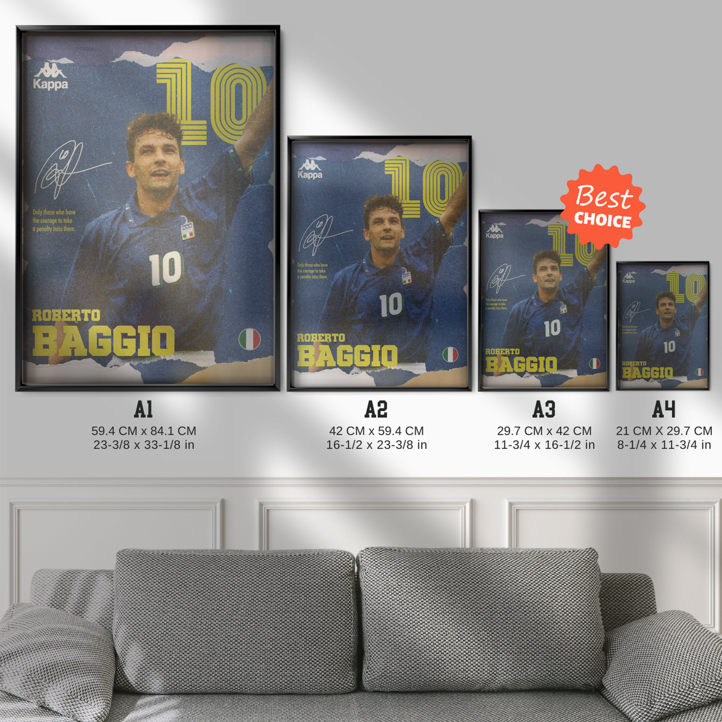 Roberto Baggio - Italy Number 10 Poster
