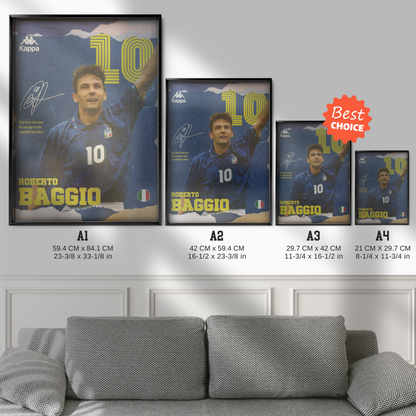Roberto Baggio - Italy Number 10 Poster