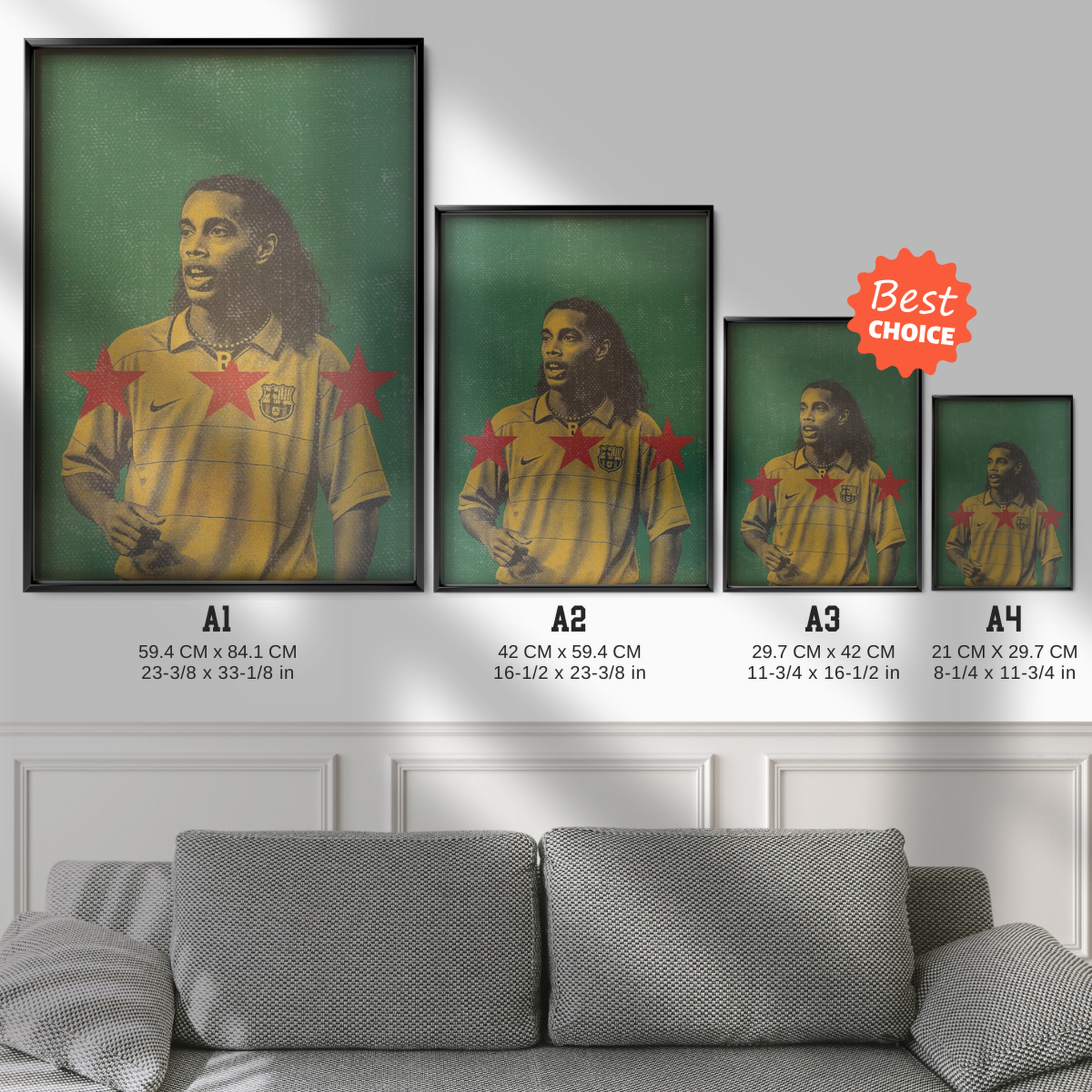 Ronaldinho - Barcelona Yellow Kit Poster