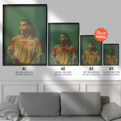 Ronaldinho - Barcelona Yellow Kit Poster