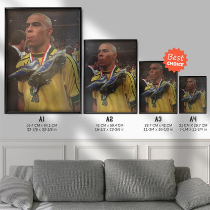 Ronaldo Nazario - Brazil 1998 Poster