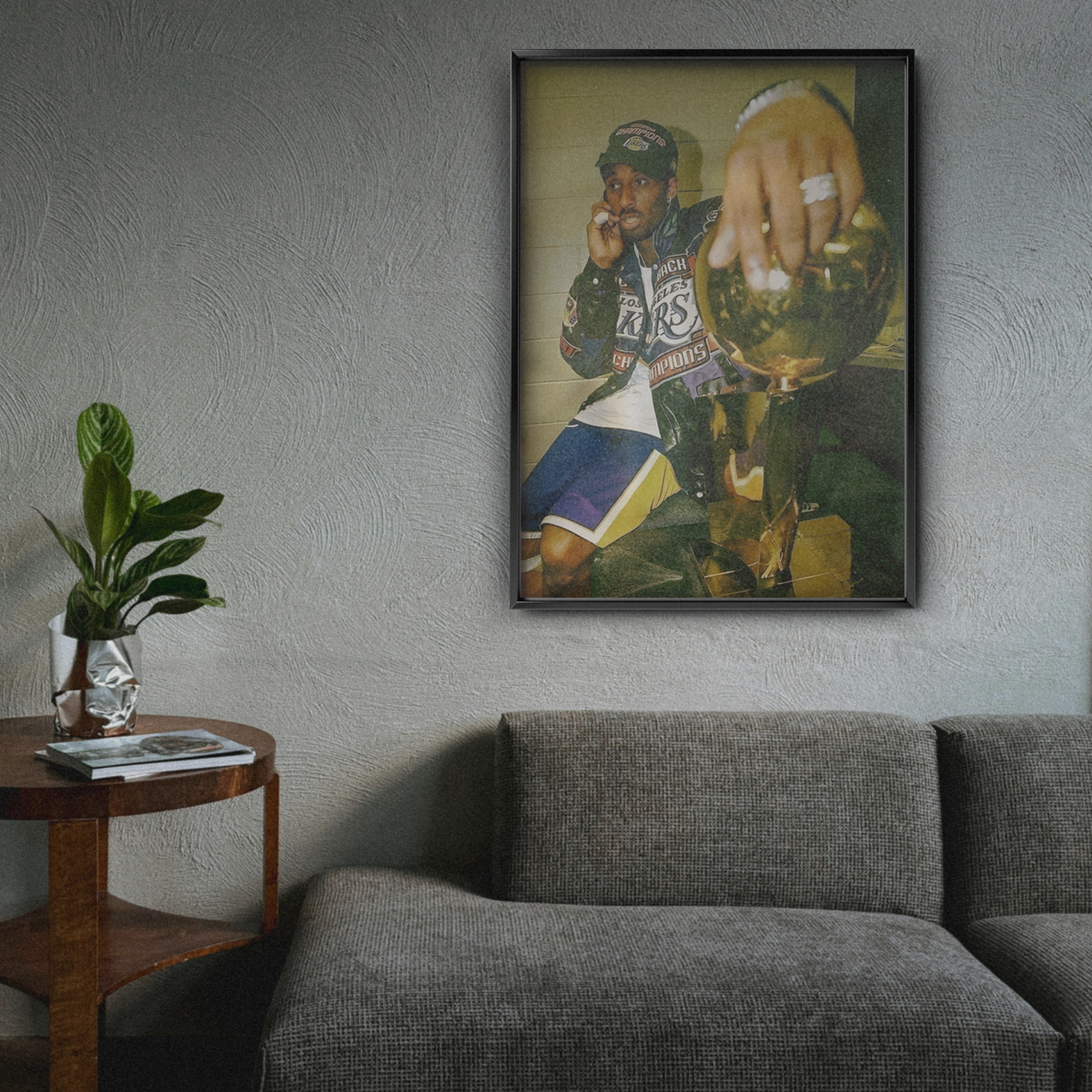 Kobe Bryant Lakers Championship Trophy Photo (locker Room)