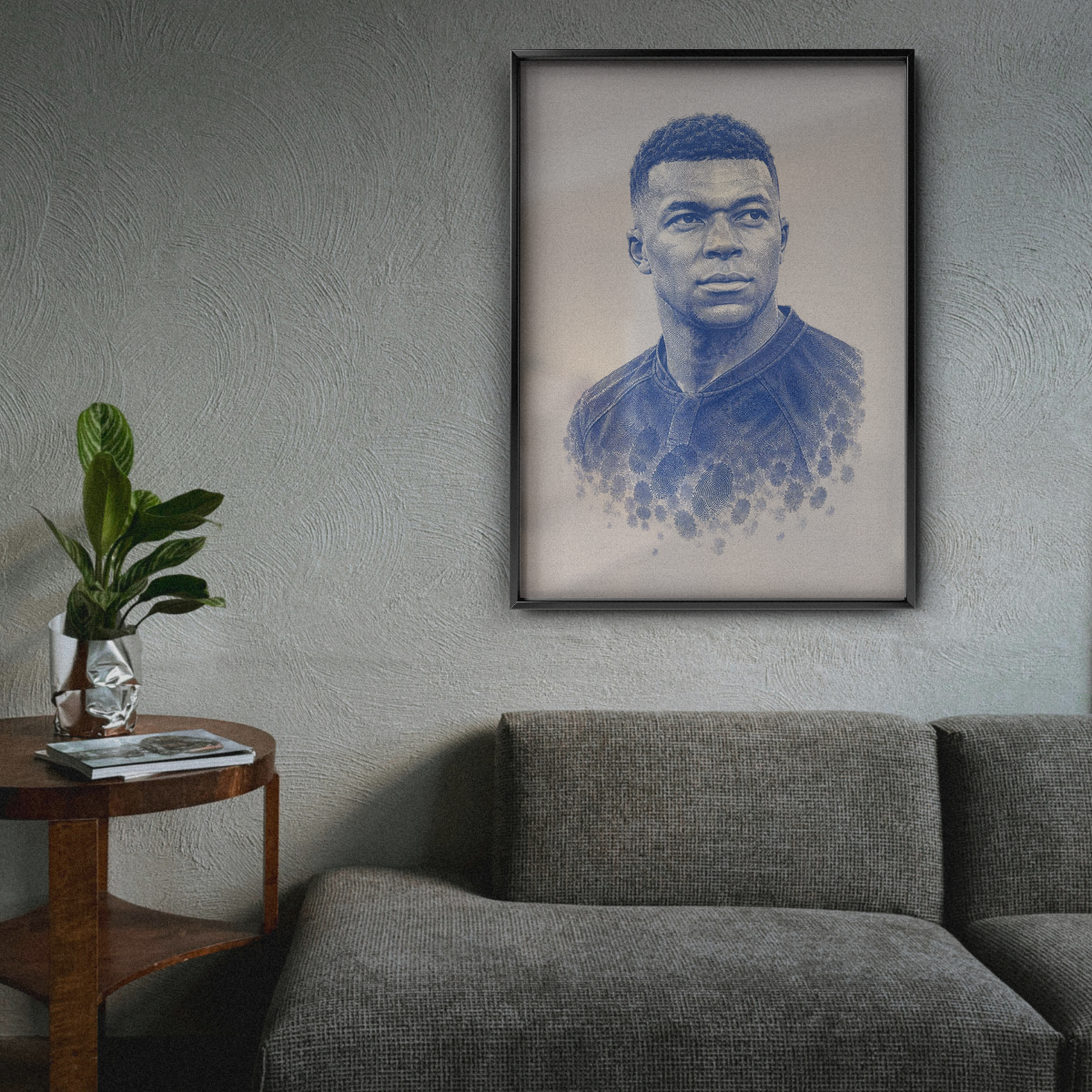 Kylian Mbappe - Blue Fingerprint Poster