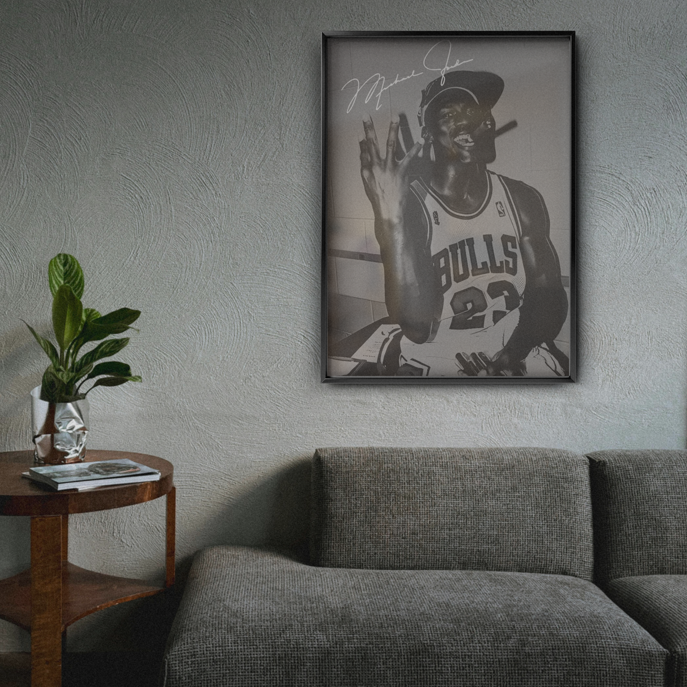 Michael Jordan Chicago Bulls Portrait (b&w Signature)