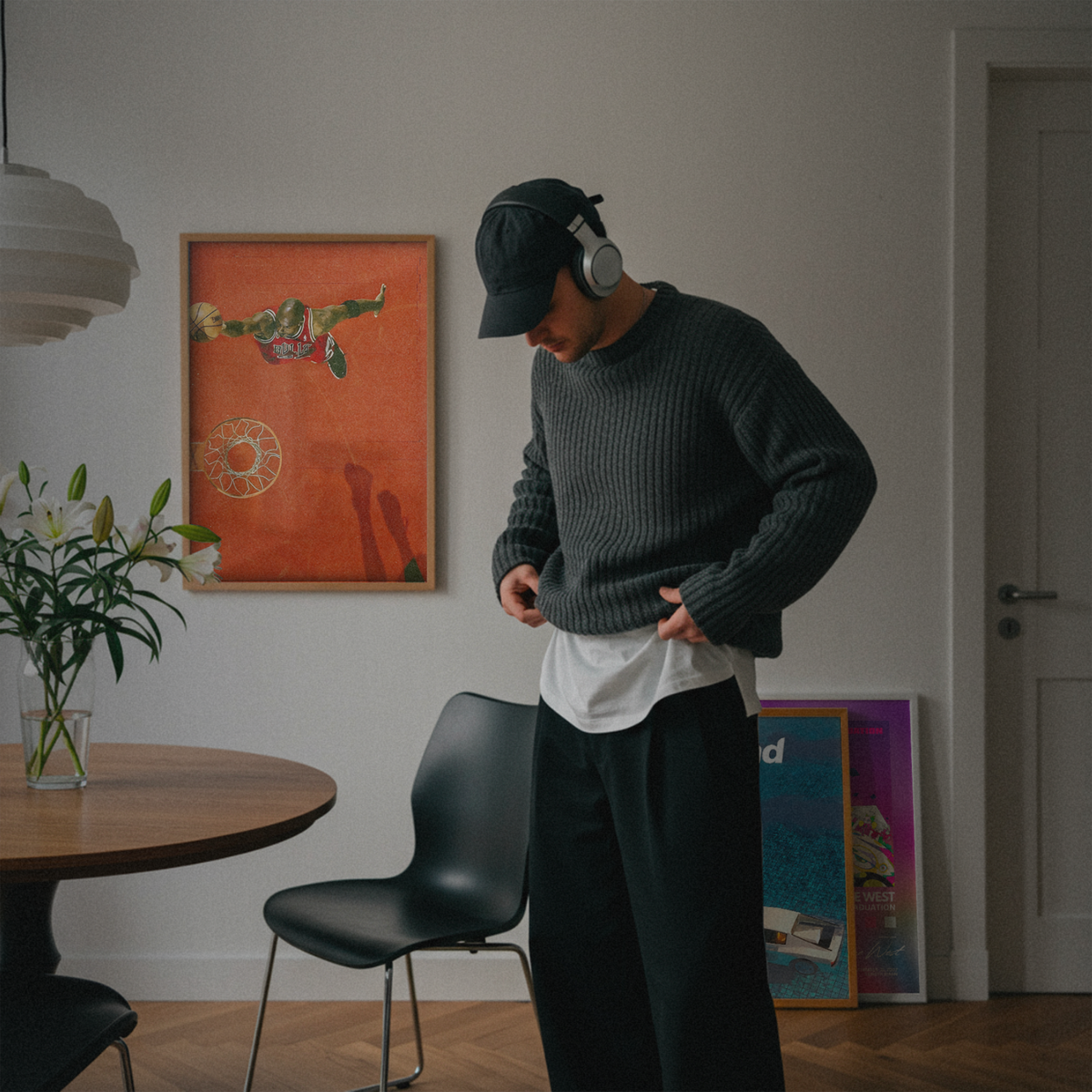 Basketball Shadow Dunk Red Minimalist