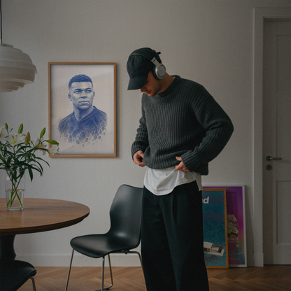 Kylian Mbappe - Blue Fingerprint Poster