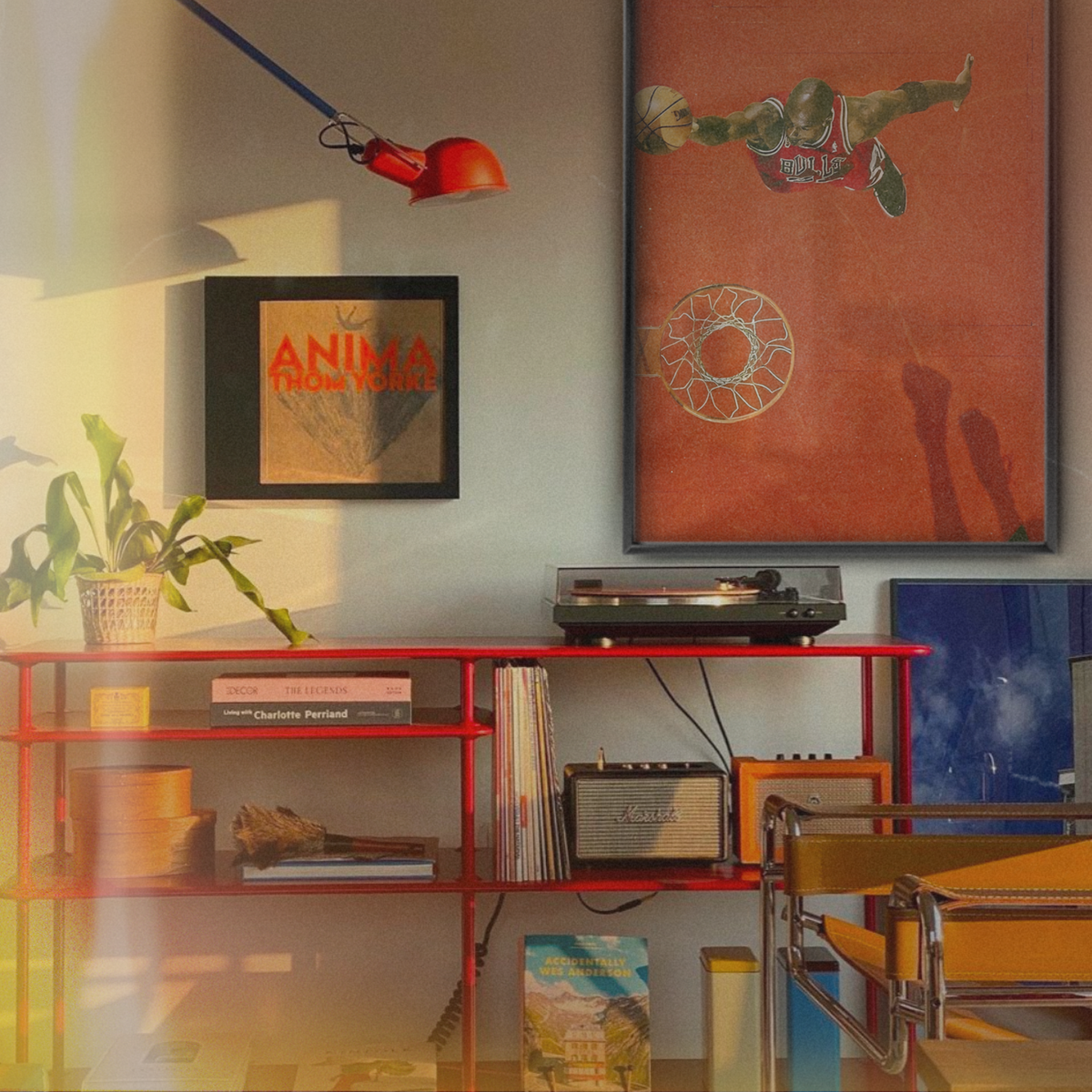 Basketball Shadow Dunk Red Minimalist