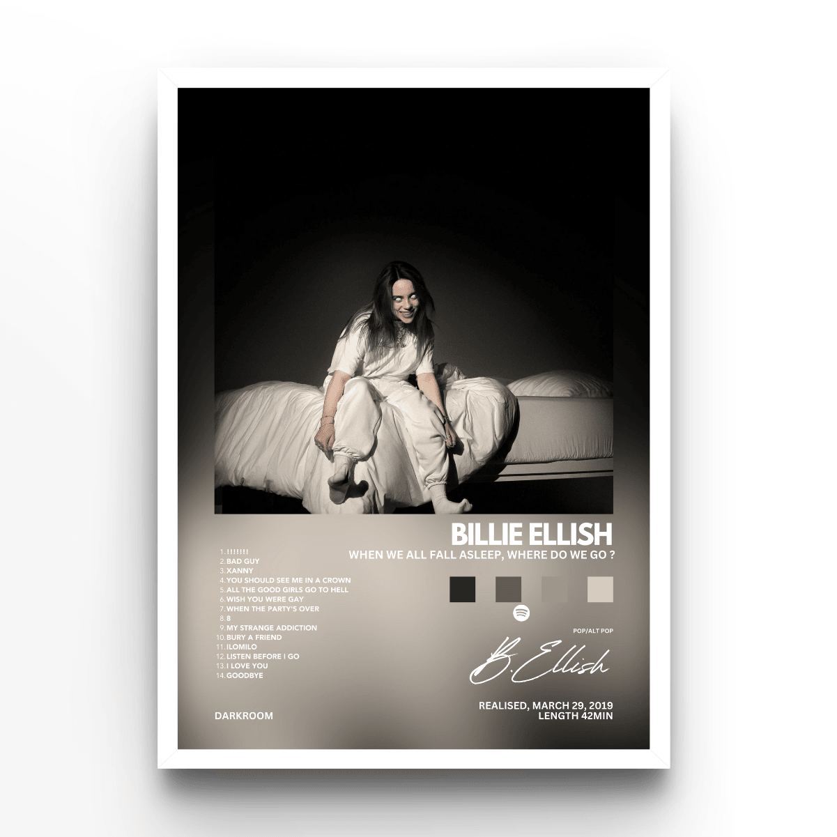 Billie Ellish Album - A4, A3, A2 Posters Base - Poster Print Shop / Art Prints / PostersBase
