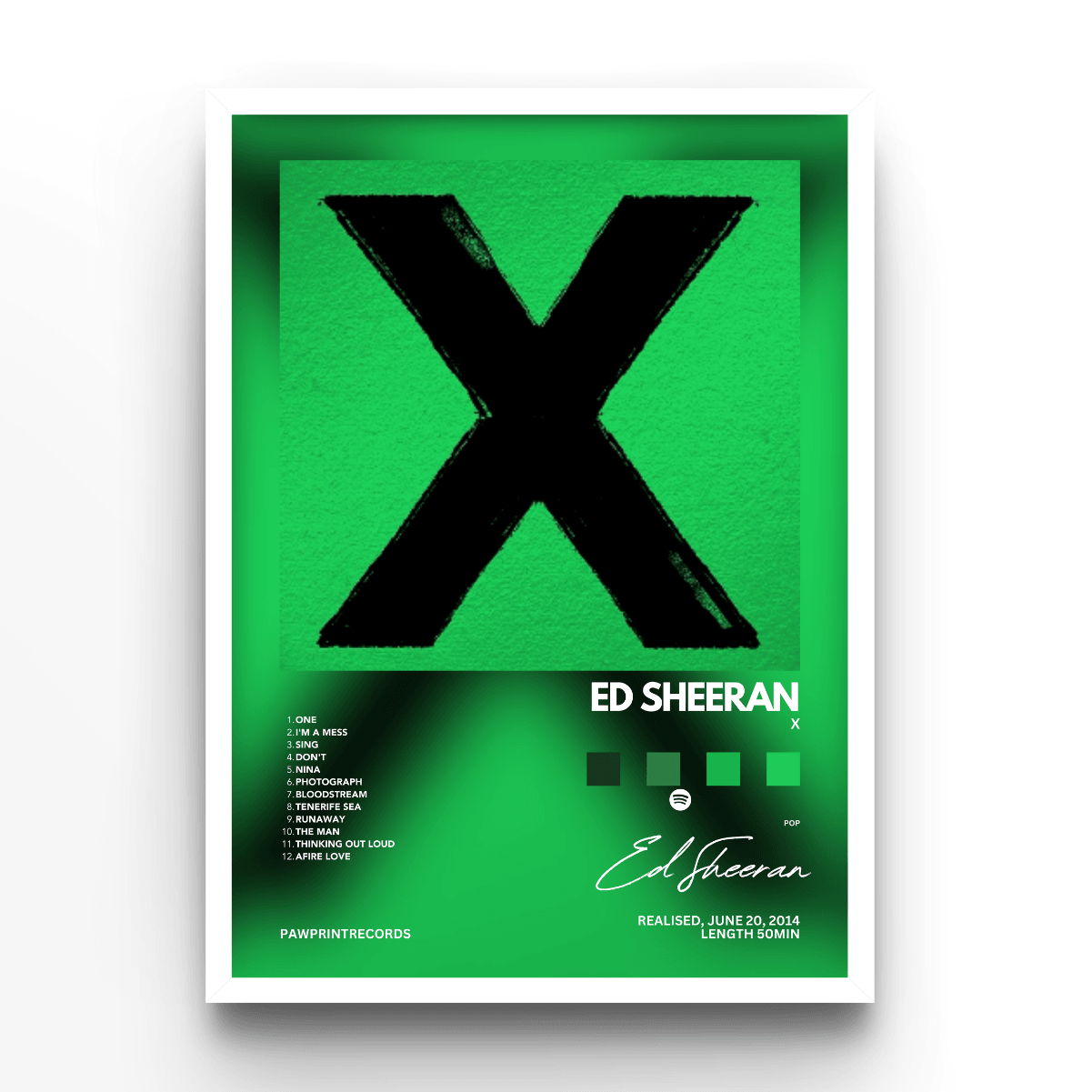 Ed Sheeran X - A4, A3, A2 Posters Base - Poster Print Shop / Art Prints / PostersBase