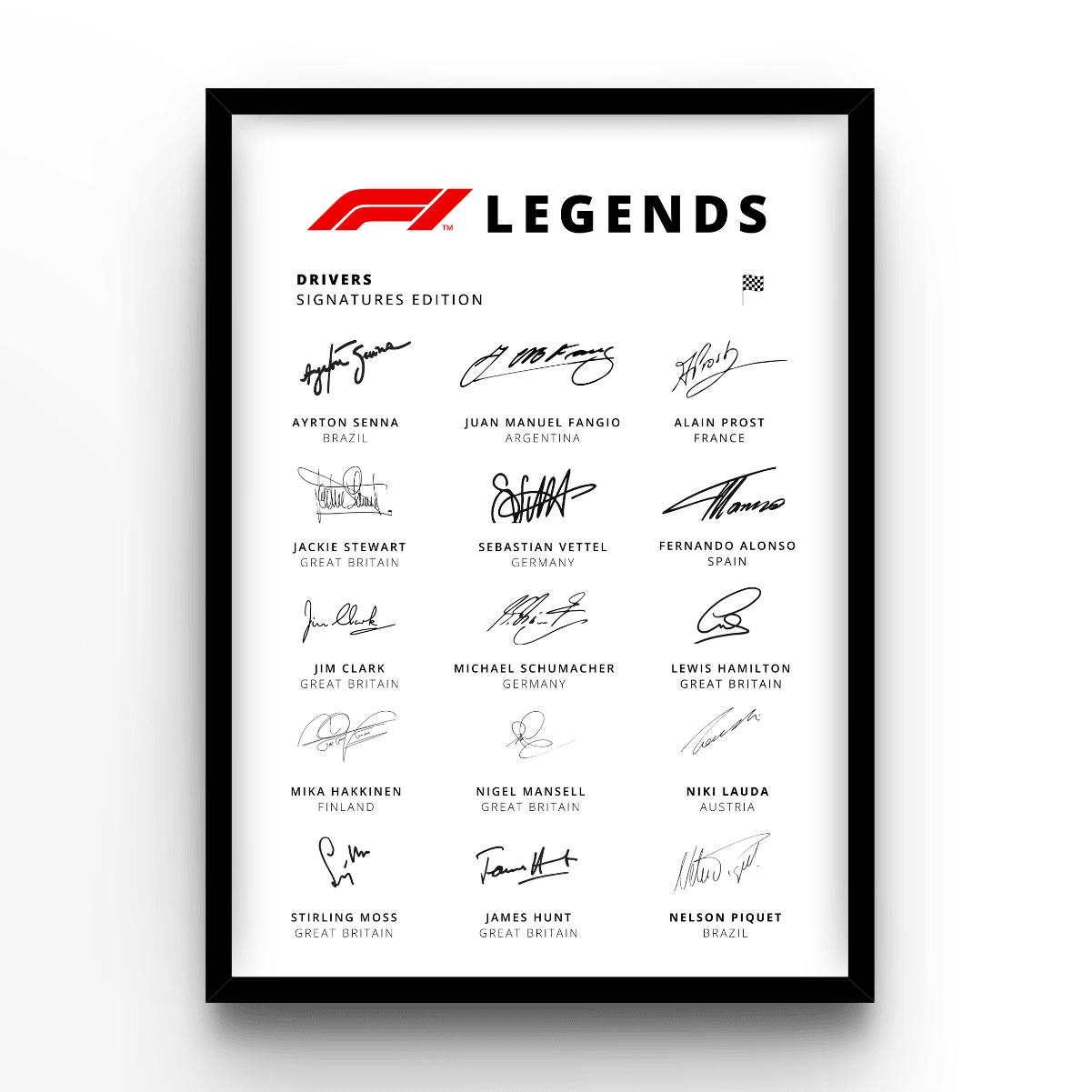 F1 Legends - A4, A3, A2 Posters Base - Poster Print Shop / Art Prints / PostersBase