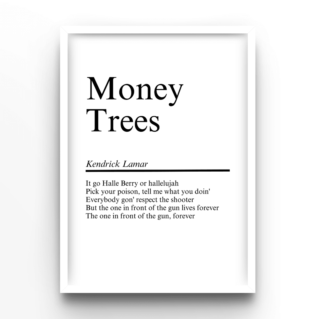letra de money trees en español Pósters Kendrick Lamar Money Trees