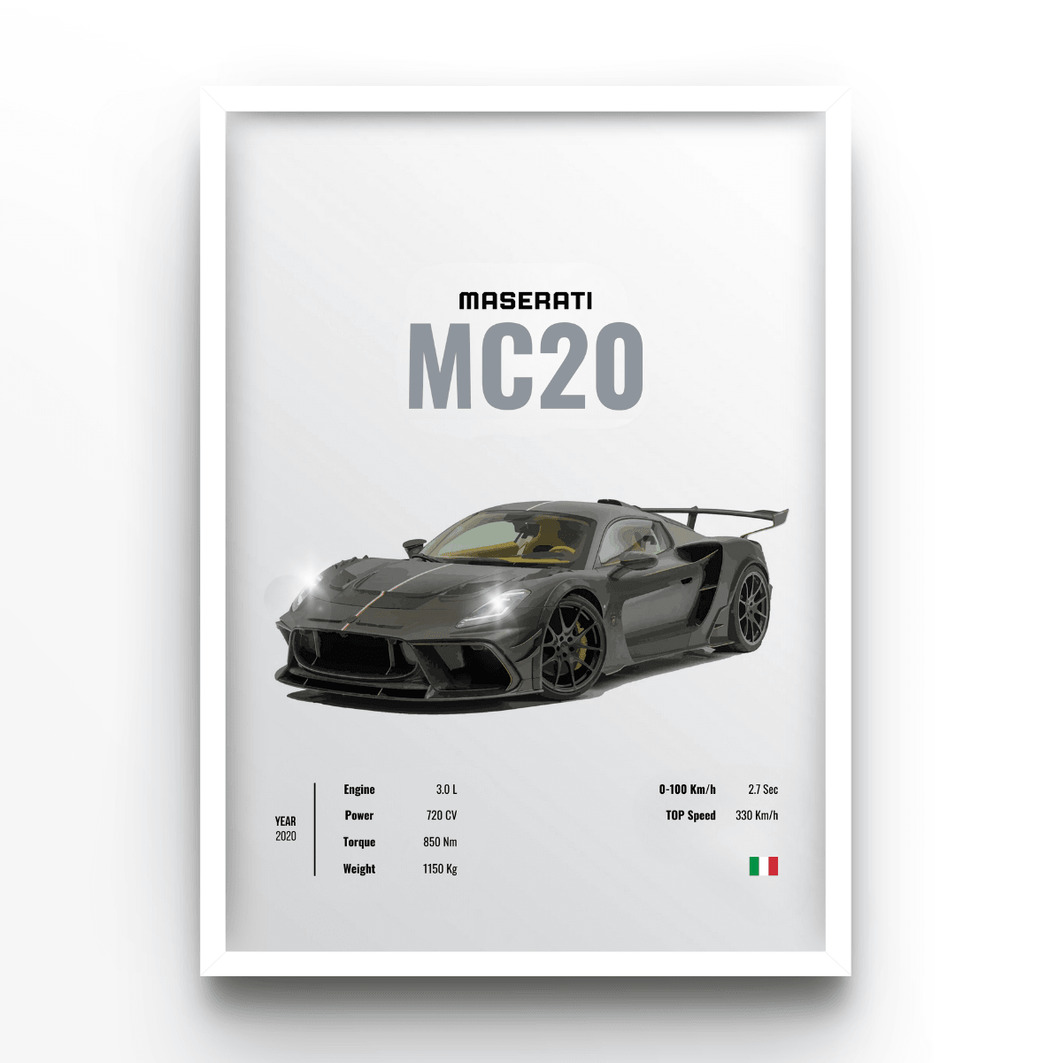 Maserati MC20 - A4, A3, A2 Posters Base - Poster Print Shop / Art Prints / PostersBase