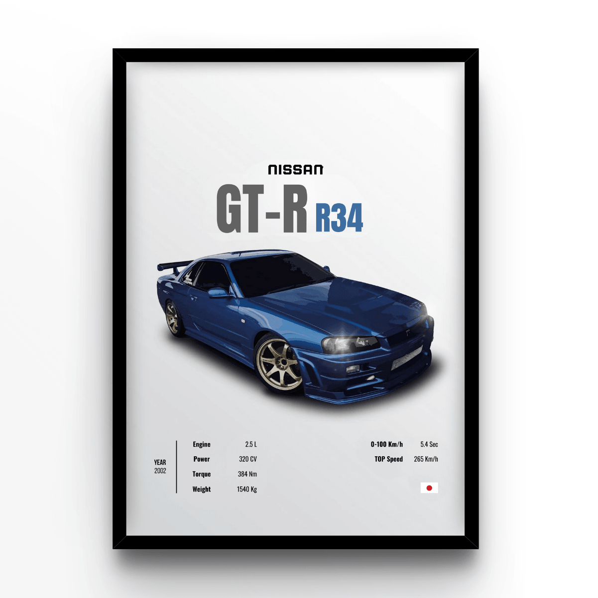 Nissan GT-R R34 - A4, A3, A2 Posters Base - Poster Print Shop / Art Prints / PostersBase