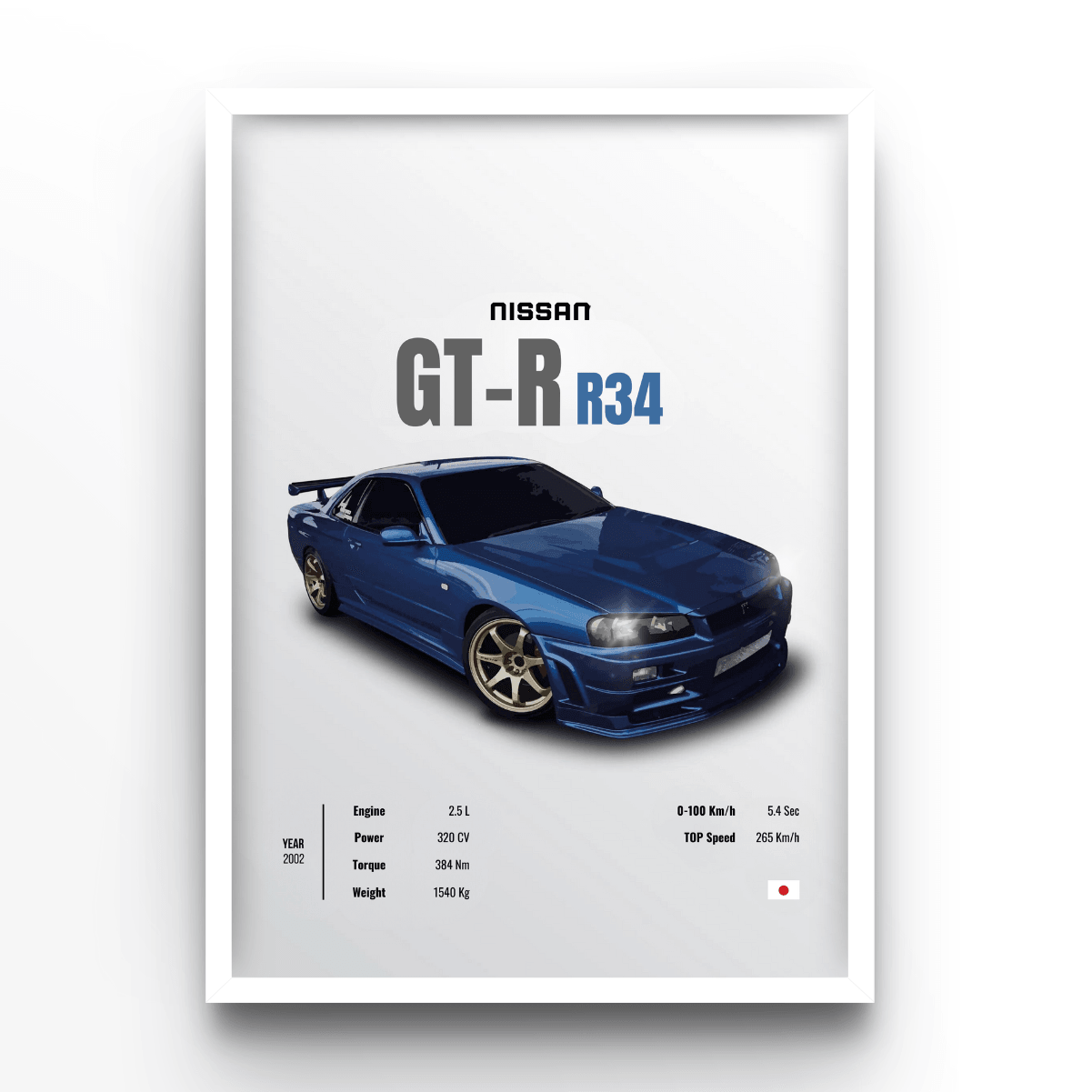Nissan GT-R R34 - A4, A3, A2 Posters Base - Poster Print Shop / Art Prints / PostersBase