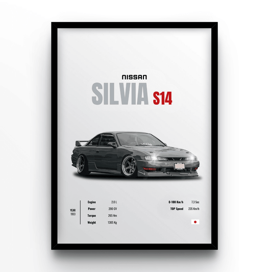 Nissan Silvia S14 - A4, A3, A2 Posters Base - Poster Print Shop / Art Prints / PostersBase