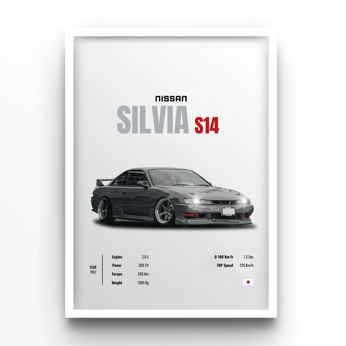 Nissan Silvia S14 - A4, A3, A2 Posters Base - Poster Print Shop / Art Prints / PostersBase
